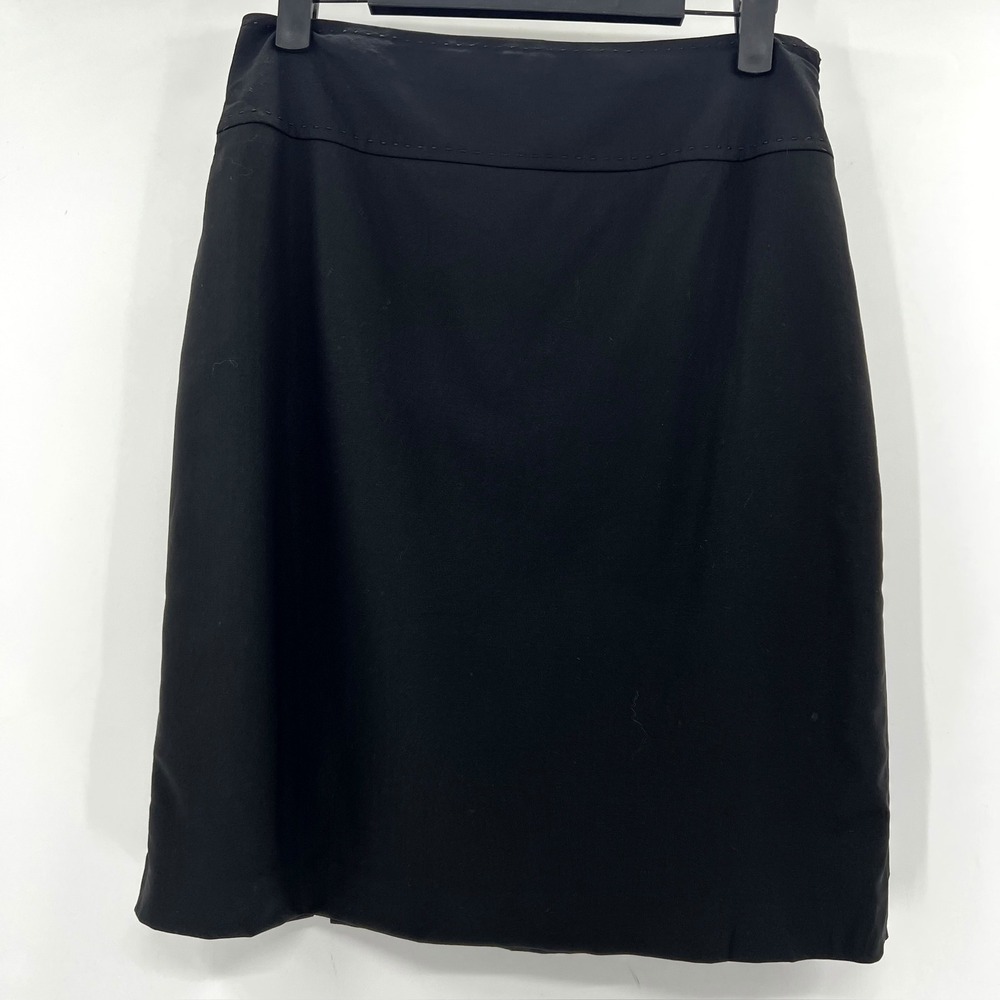 Elie Tahari Black Virgin Wool Blend Knee‎ Length Pencil Skirt